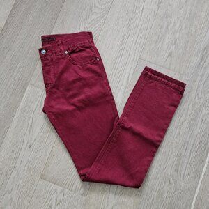 Isaia Burgundy 5-Pocket Cotton Jeans – Size 32 (48 EU)